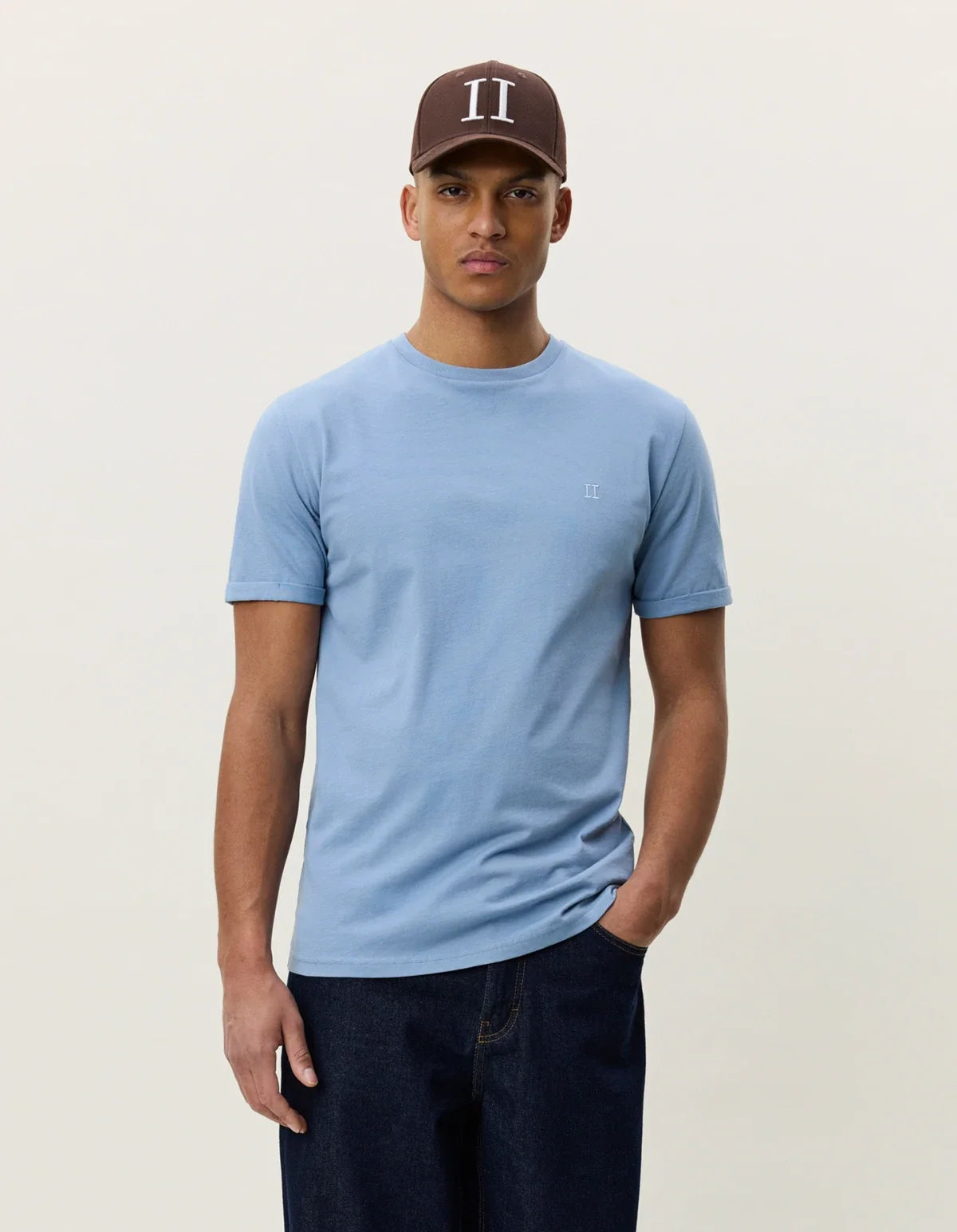 Les Deux Core Contrast T-shirt - FADED DENIM BLUE
