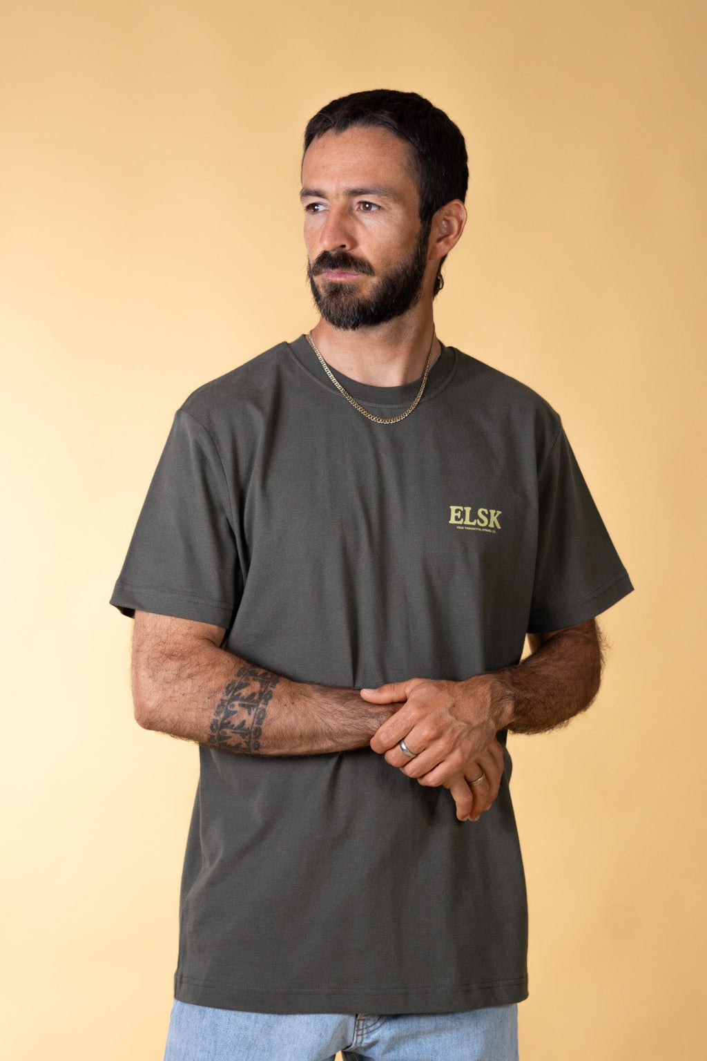 ELSK CALM DOWN BP MEN'S BRUSHED T-SHIRT - GRANITE GREEN