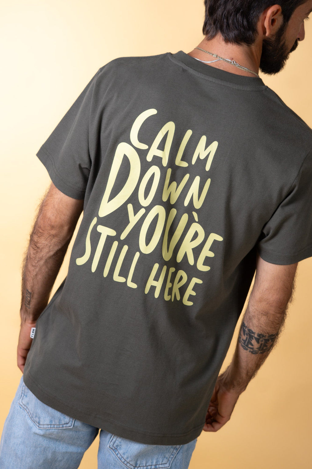 ELSK CALM DOWN BP MEN'S BRUSHED T-SHIRT - GRANITE GREEN