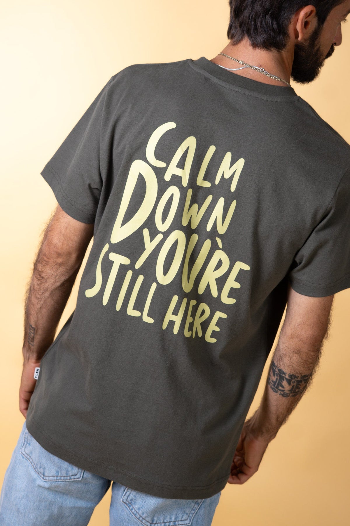 ELSK CALM DOWN BP MEN'S BRUSHED T-SHIRT - GRANITE GREEN