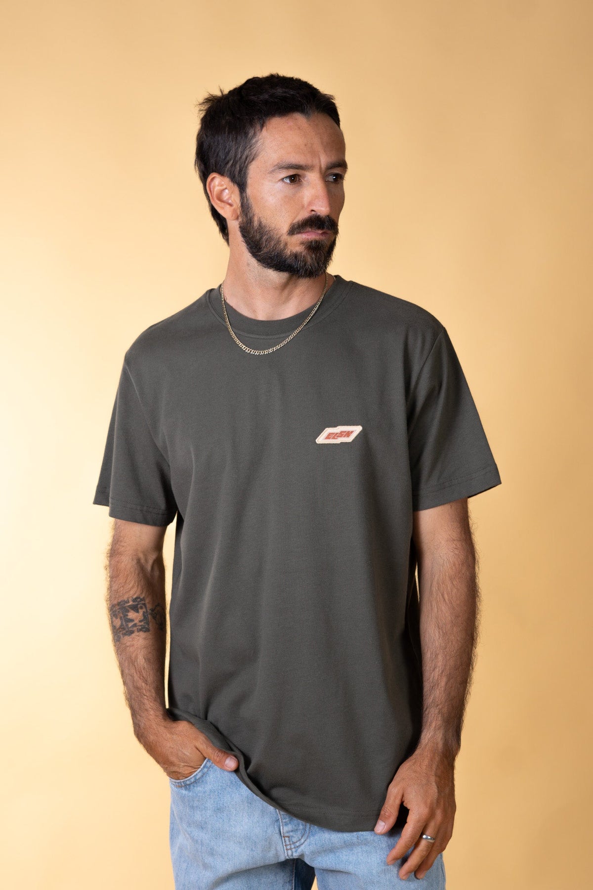 ELSK TECH MEN'S BRUSHED T-SHIRT - GRANITE GREEN
