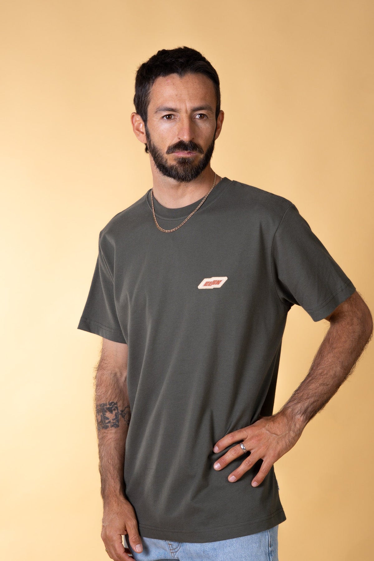 ELSK TECH MEN'S BRUSHED T-SHIRT - GRANITE GREEN
