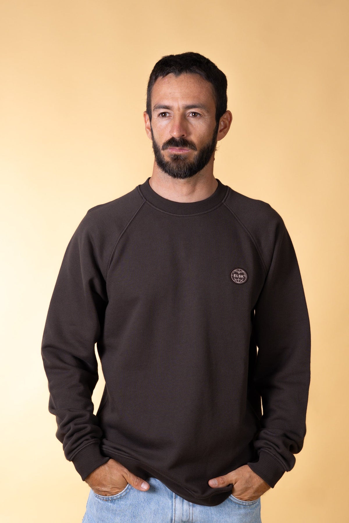ELSK GLOBE MEN'S RAGLAN CREWNECK - Soil Brown