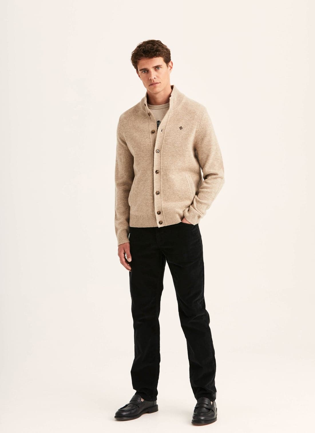 Morris Hertford Button Cardigan - 05 KHAKI