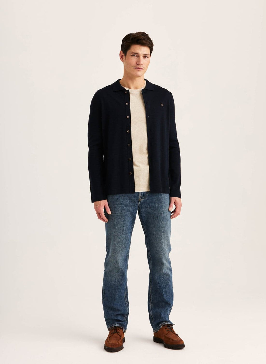 Morris Merino Shirt Cardigan - 60 NAVY