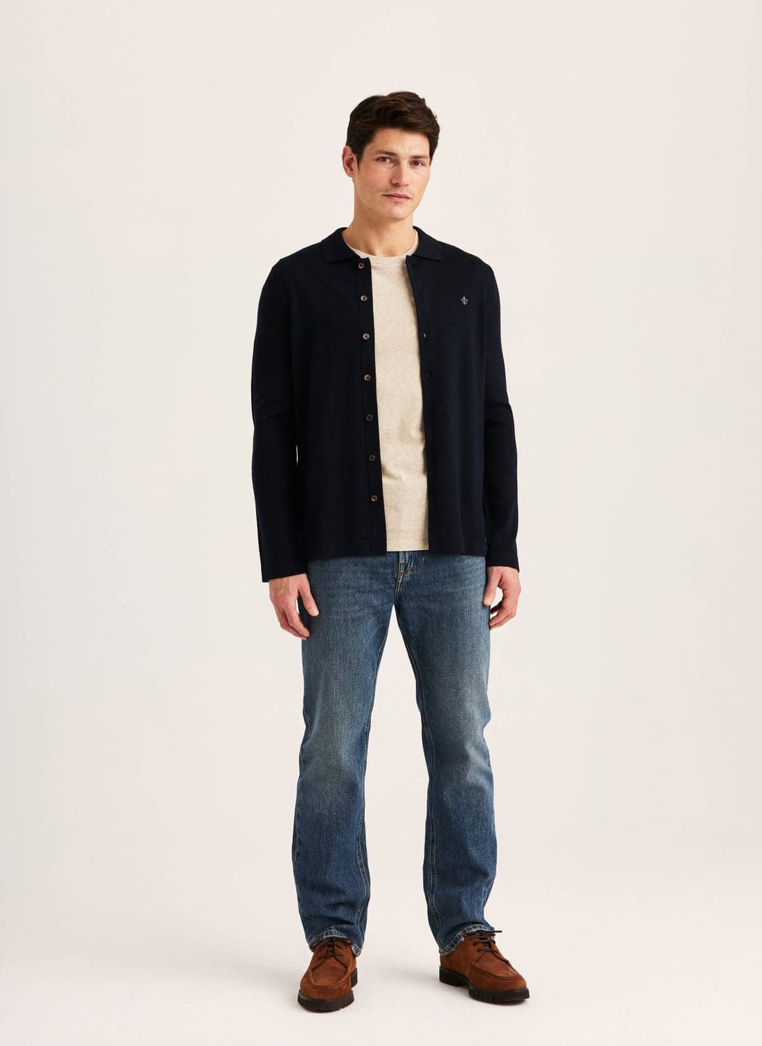 Morris Merino Shirt Cardigan - 60 NAVY