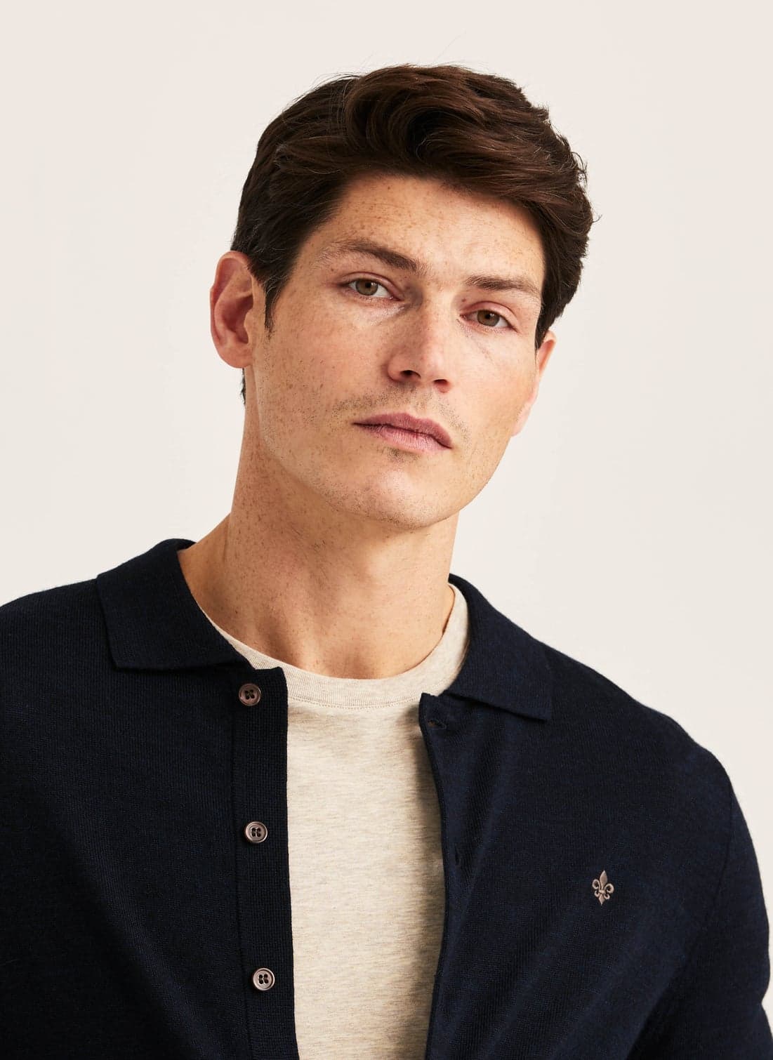 Morris Merino Shirt Cardigan - 60 NAVY