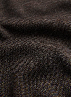 Detalje af merinostrik på Morris merino skjortecardigan i brun