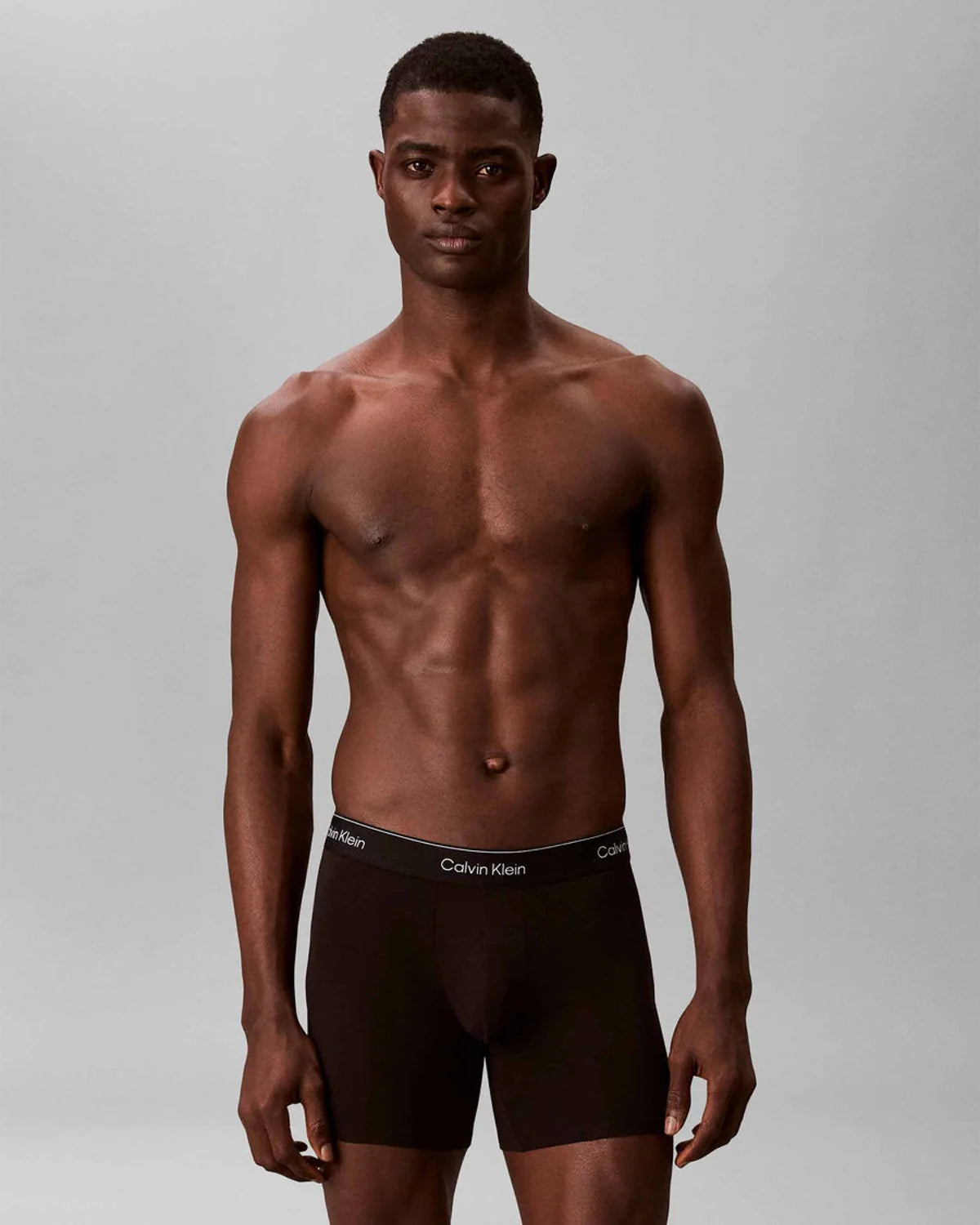 3 Pack Boxer Briefs - Icon Cotton Stretch - Black w/ Heavenly iris logo/black w