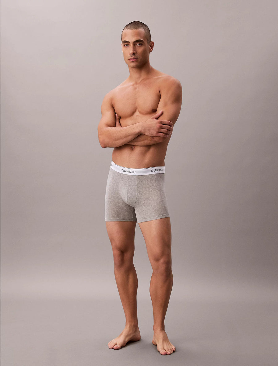 Grå boxer briefs fra Calvin Klein Icon Cotton Stretch boxer briefs 3-pak i grå, hvid og sort – helfigur