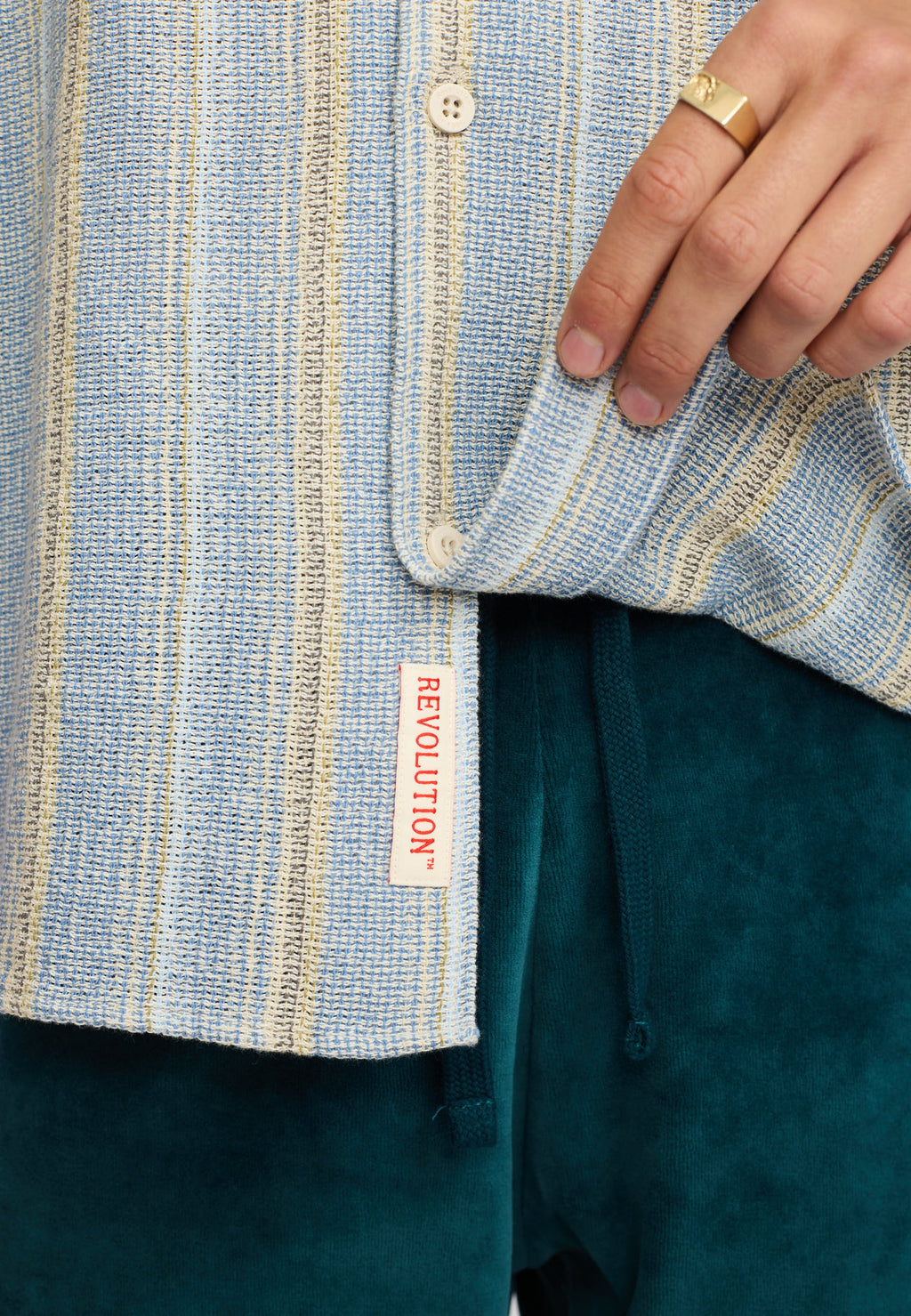 Revolution Short-sleeved Cuban Shirt 3242 - Blue