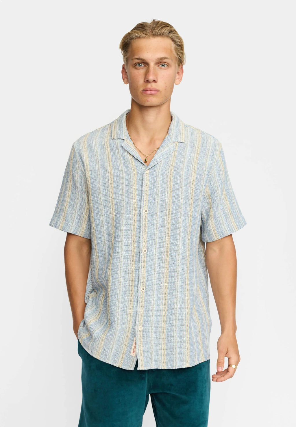 Revolution Short-sleeved Cuban Shirt 3242 - Blue