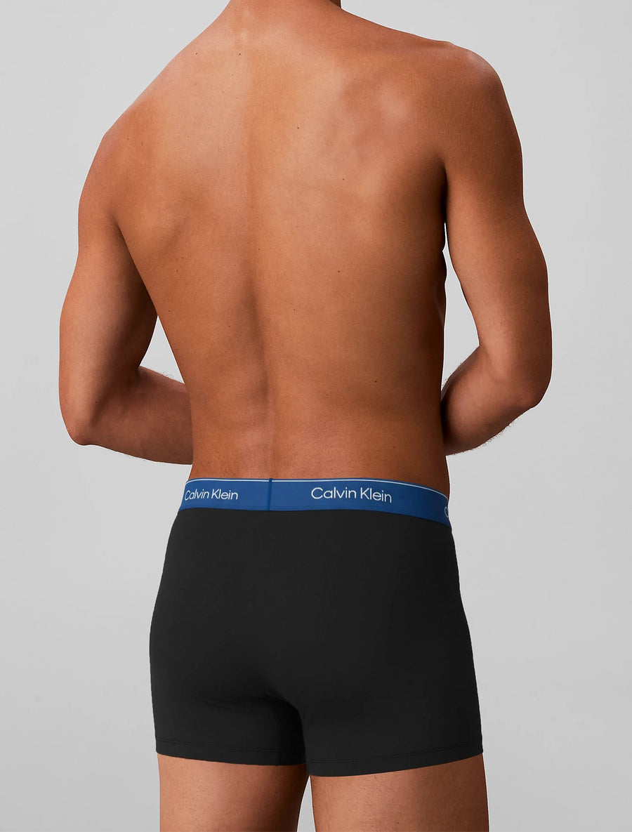 Calvin Klein Icon Cotton Stretch boxer briefs 5-pak i sort med farvede linninger set bagfra