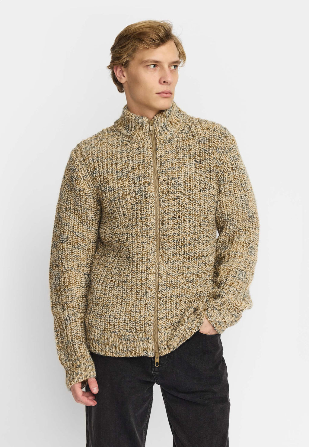 Revolution Zipped Knit Cardigan 6618 - OFFWHITE