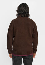 Revolution Half-Zip strik 6619 i mørkebrun set bagfra
