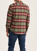 Morris Slim Fit flannelskjorte med store tern i oliven set fra siden