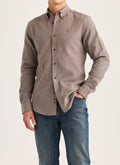 Morris Flannel Herringbone Shirt-Slim Fit - 87 BROWN
