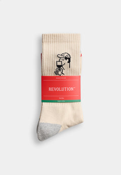 Revolution jacquard strømper 8927 SME i offwhite med label