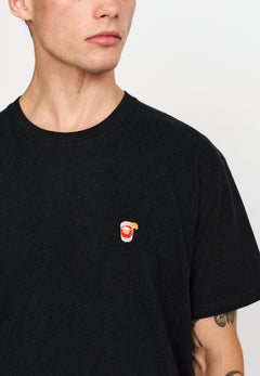 Sortmeleret t-shirt til herre fra Revolution med broderi på brystet