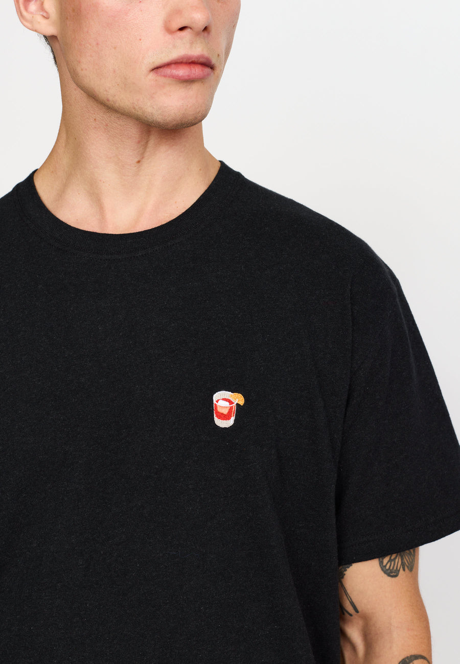 Sortmeleret t-shirt til herre fra Revolution med broderi på brystet