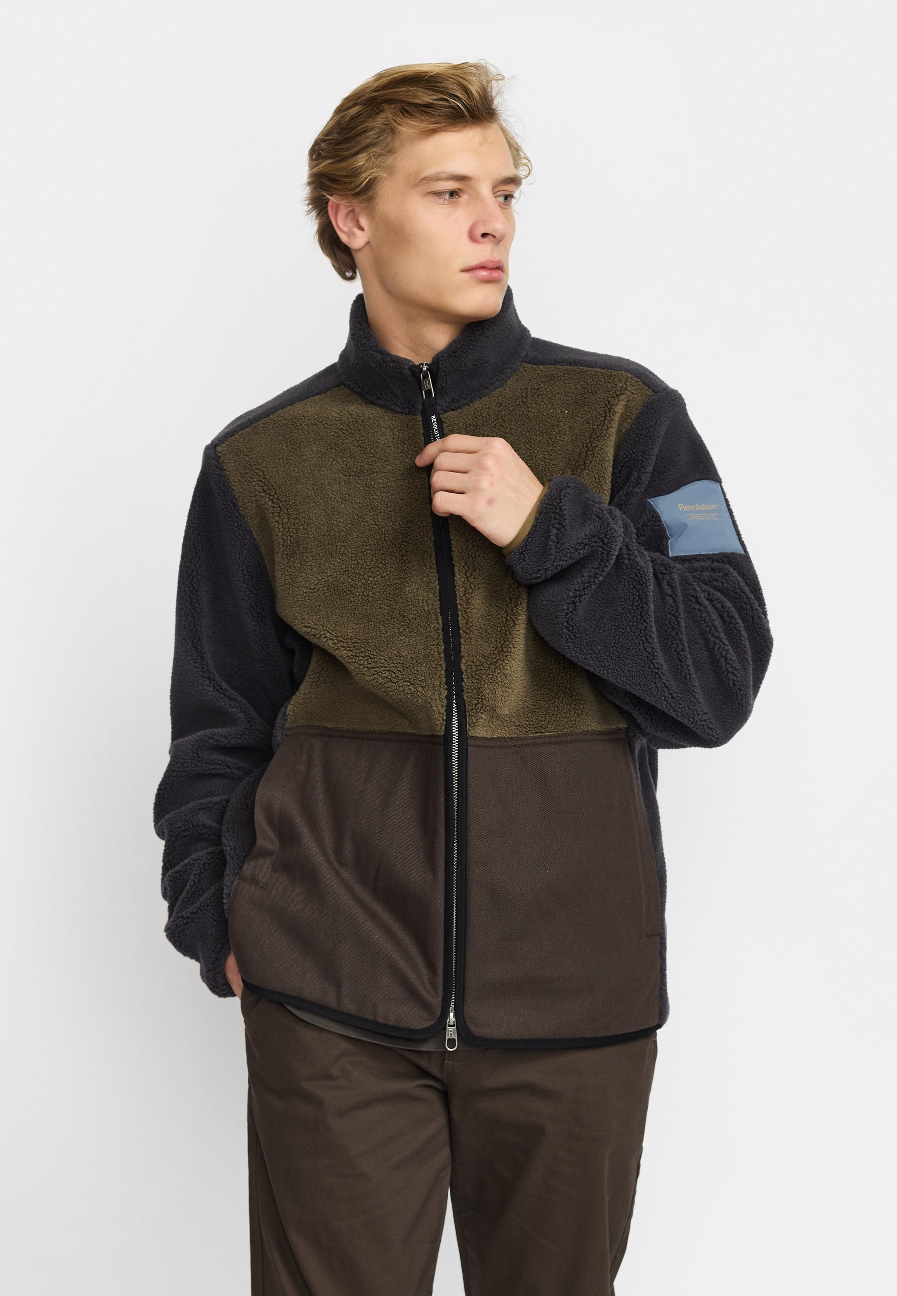 Revolution Blocked Teddy Jacket 7028 - DARKGREY