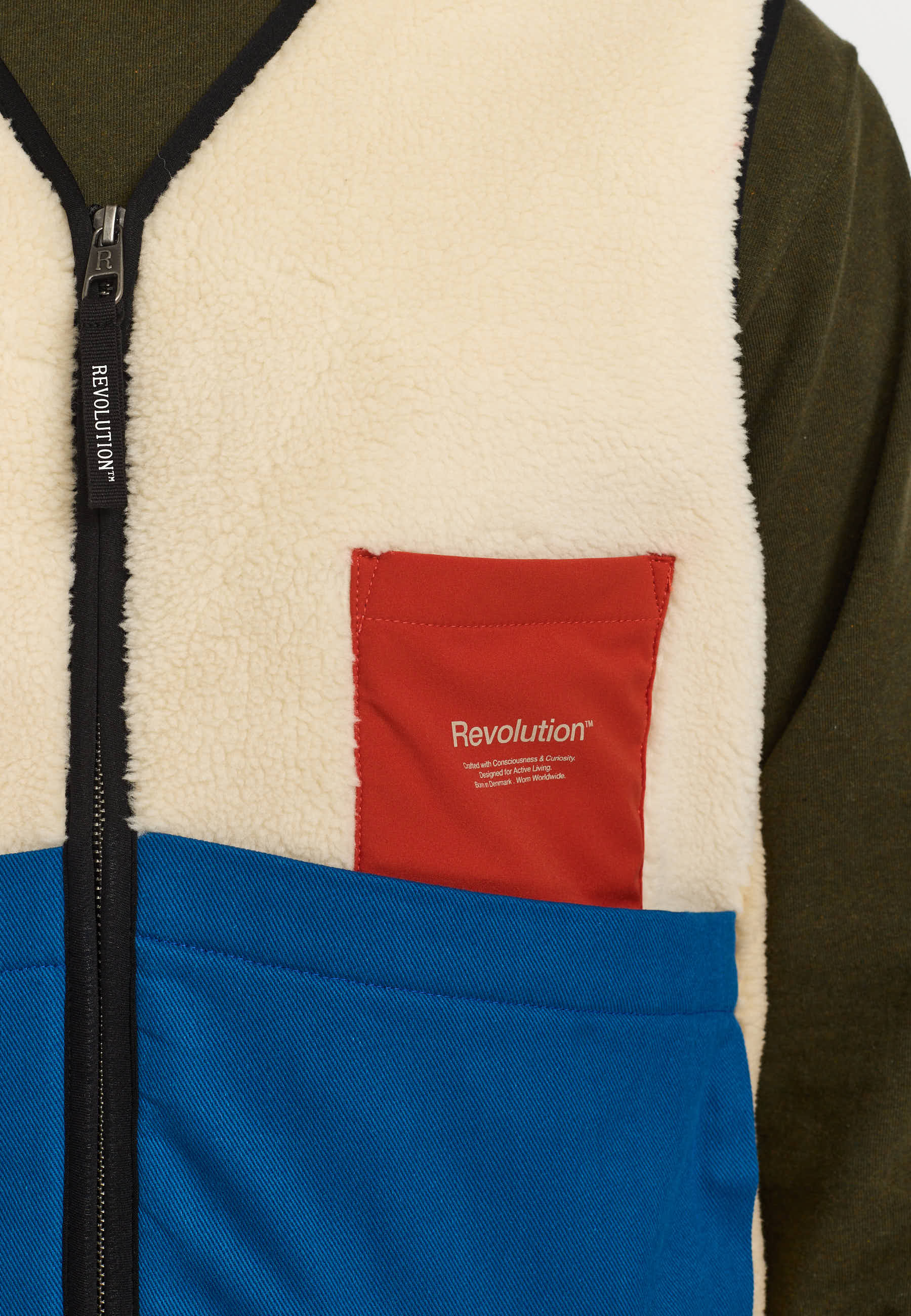 Revolution Blocked Teddy Vest 7029 - OFFWHITE