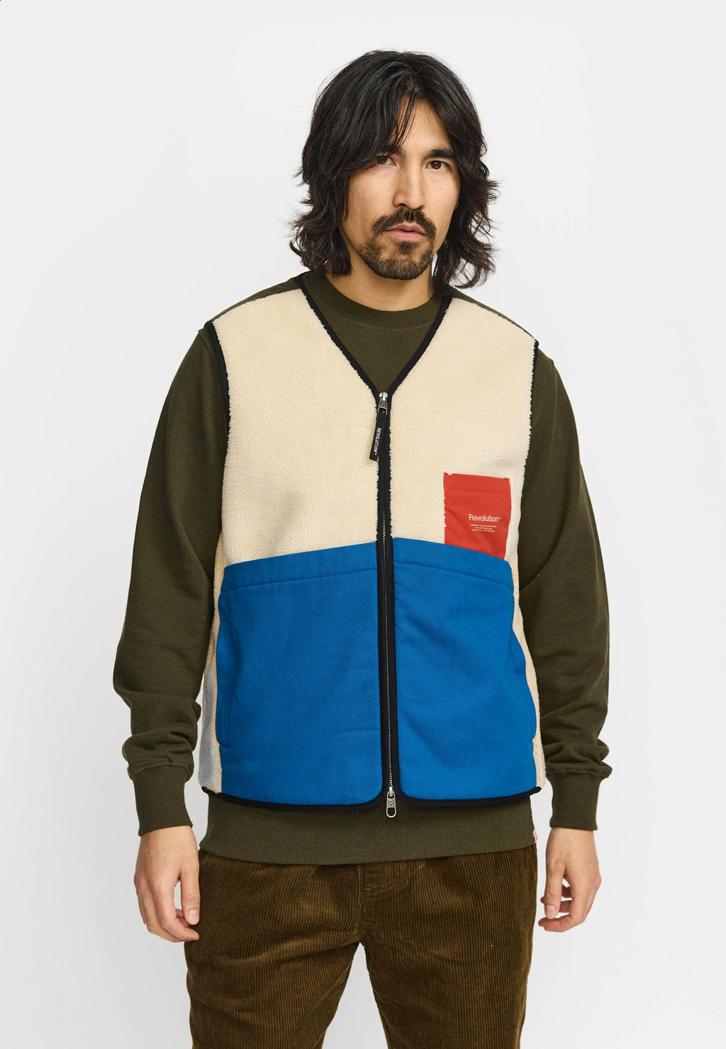 Revolution Blocked Teddy Vest 7029 - OFFWHITE
