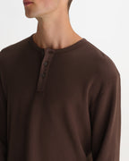 Wax London CALEB HENLEY L/S TEE WAFFLE - BROWN