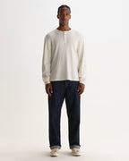 Wax London CALEB HENLEY L/S TEE WAFFLE - ECRU
