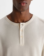 Wax London CALEB HENLEY L/S TEE WAFFLE - ECRU