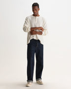 Wax London CALEB HENLEY L/S TEE WAFFLE - ECRU