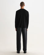 Wax London CALEB HENLEY L/S TEE WAFFLE - WASHED BLACK