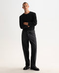 Wax London CALEB HENLEY L/S TEE WAFFLE - WASHED BLACK