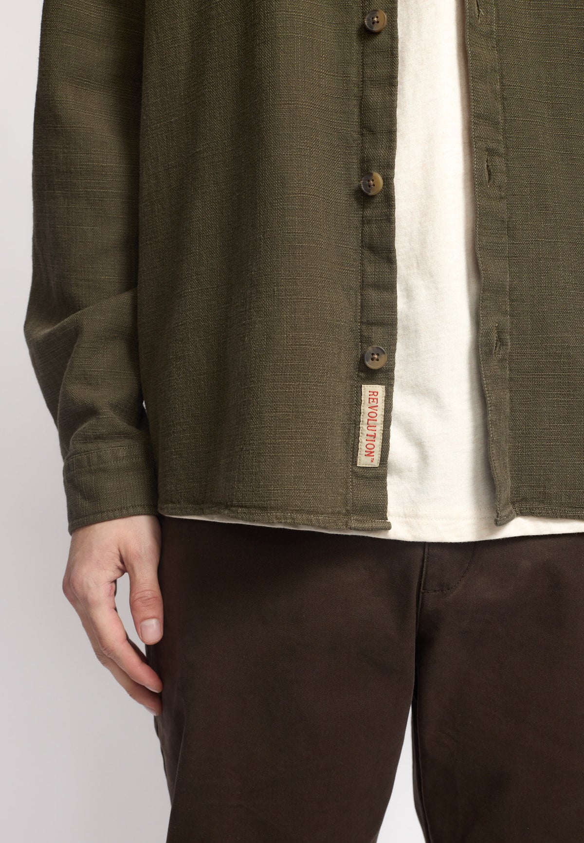 Armygrøn Revolution overshirt med grov struktur