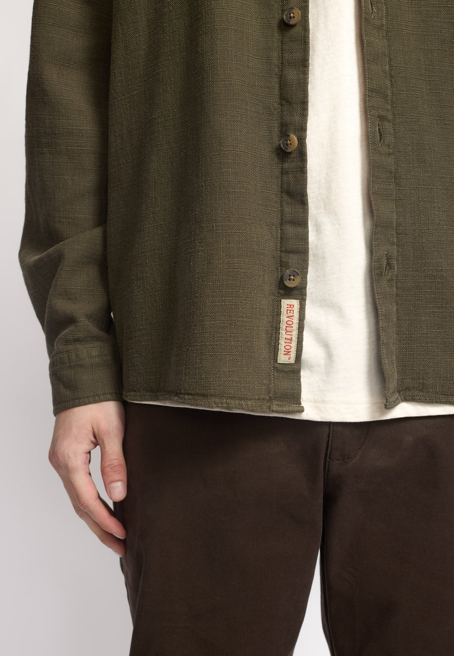 Armygrøn Revolution overshirt med grov struktur