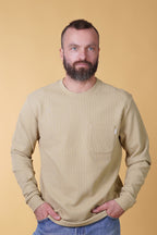ELSK WAFFLE MEN'S POCKET LONGSLEEVE - Desert Sandstone - Supermen.dk