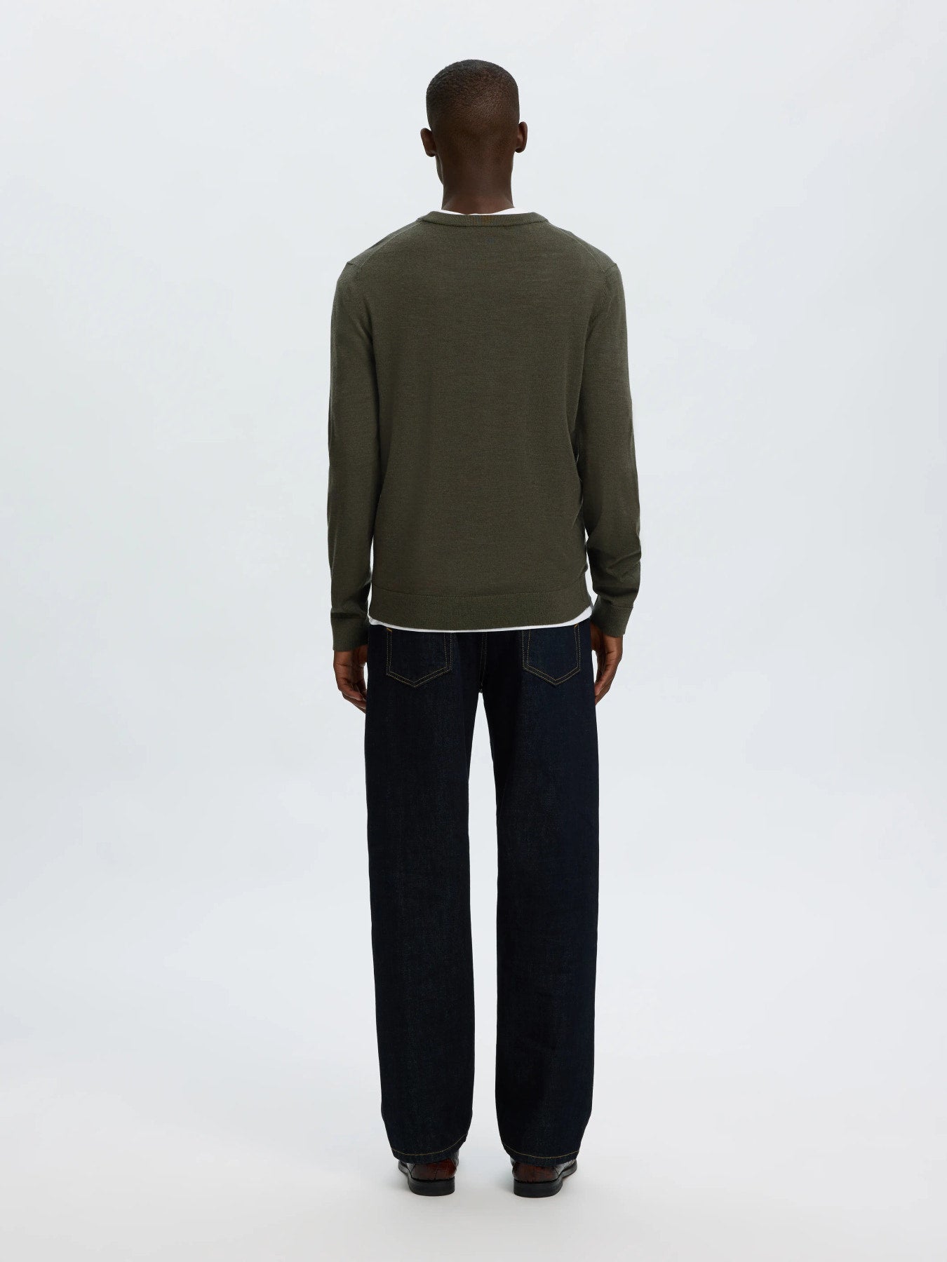 Selected Knit Merino Strik - Forest Night