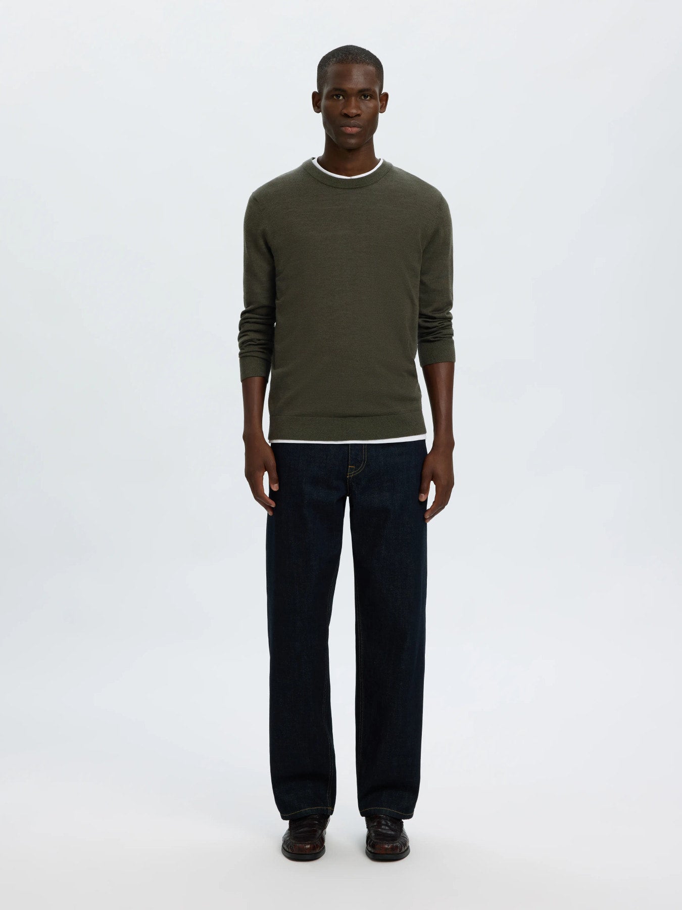 Selected Knit Merino Strik - Forest Night