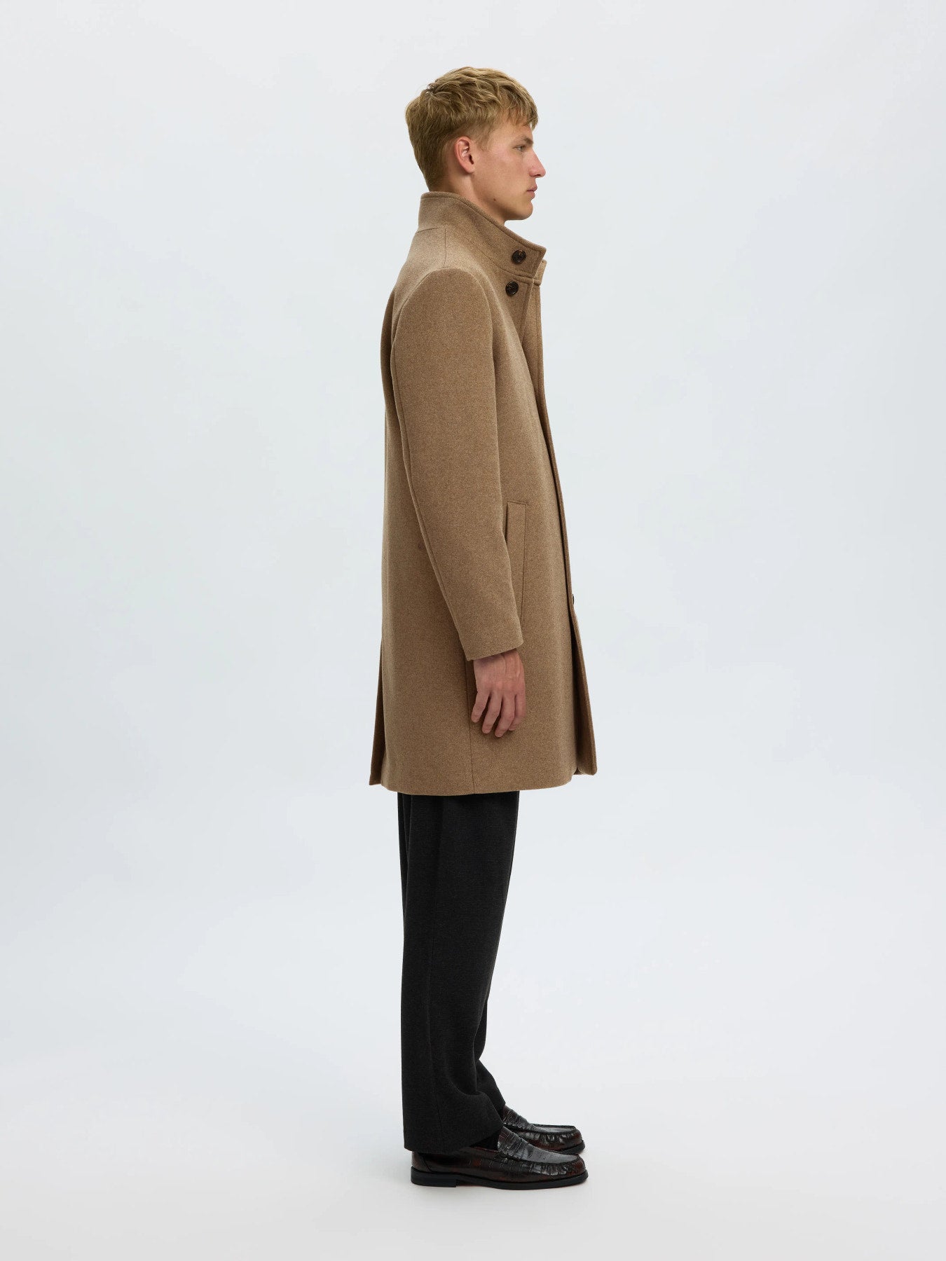 Selected RAINAR WOOL BLEND COAT - Fallen Rock Melange