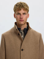 Selected RAINAR WOOL BLEND COAT - Fallen Rock Melange