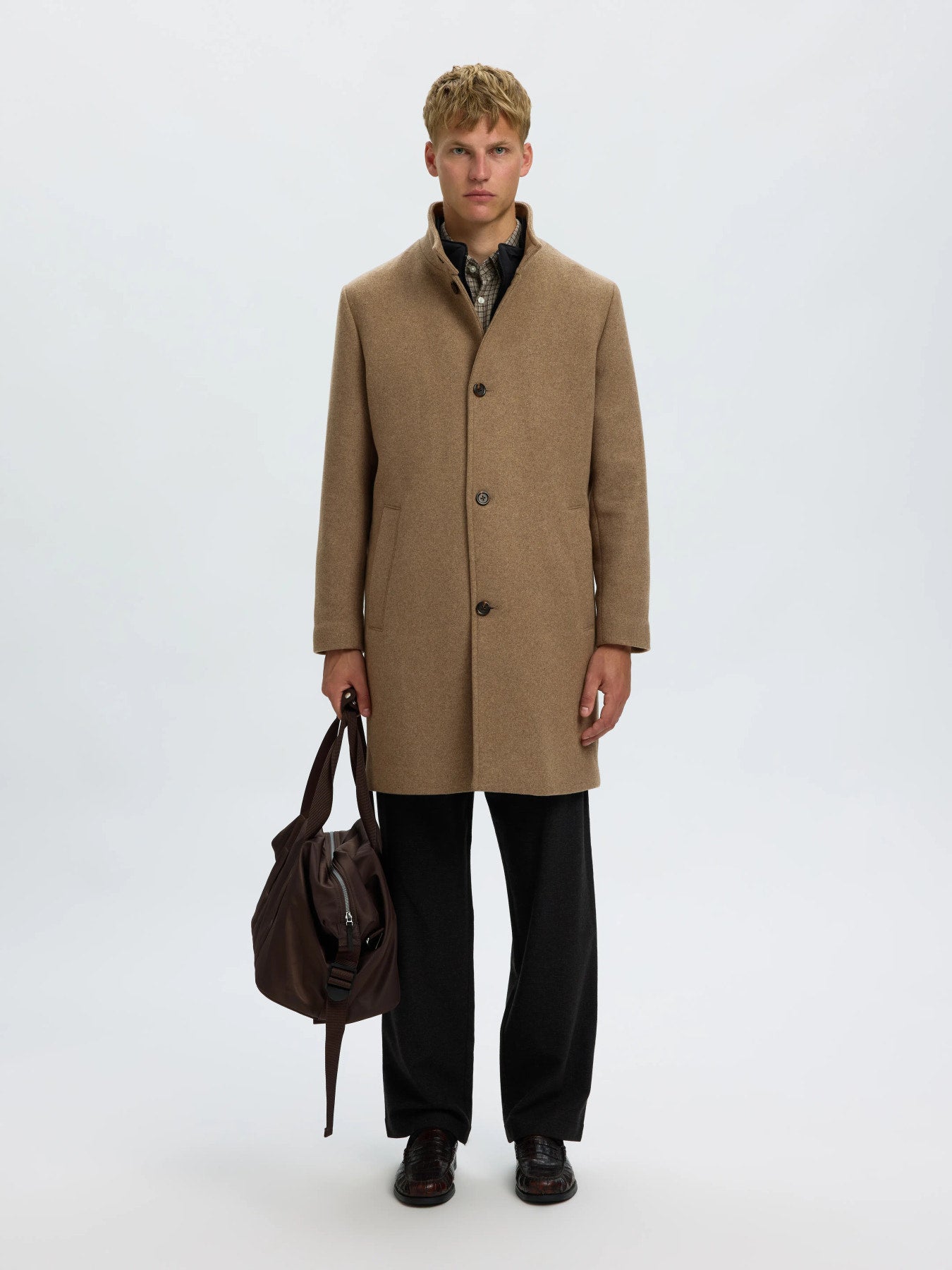 Selected RAINAR WOOL BLEND COAT - Fallen Rock Melange