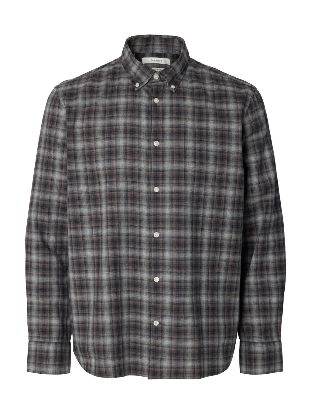 Selected COLE-JAY REG MELANGE LS SHIRT - Sky Captain Brown