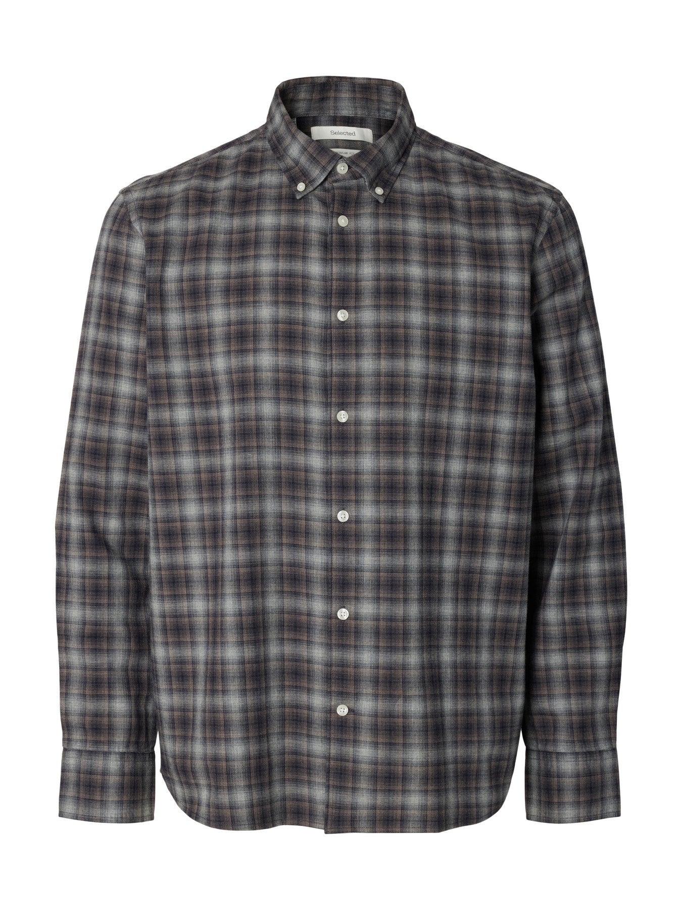 Selected COLE-JAY REG MELANGE LS SHIRT - Sky Captain Brown