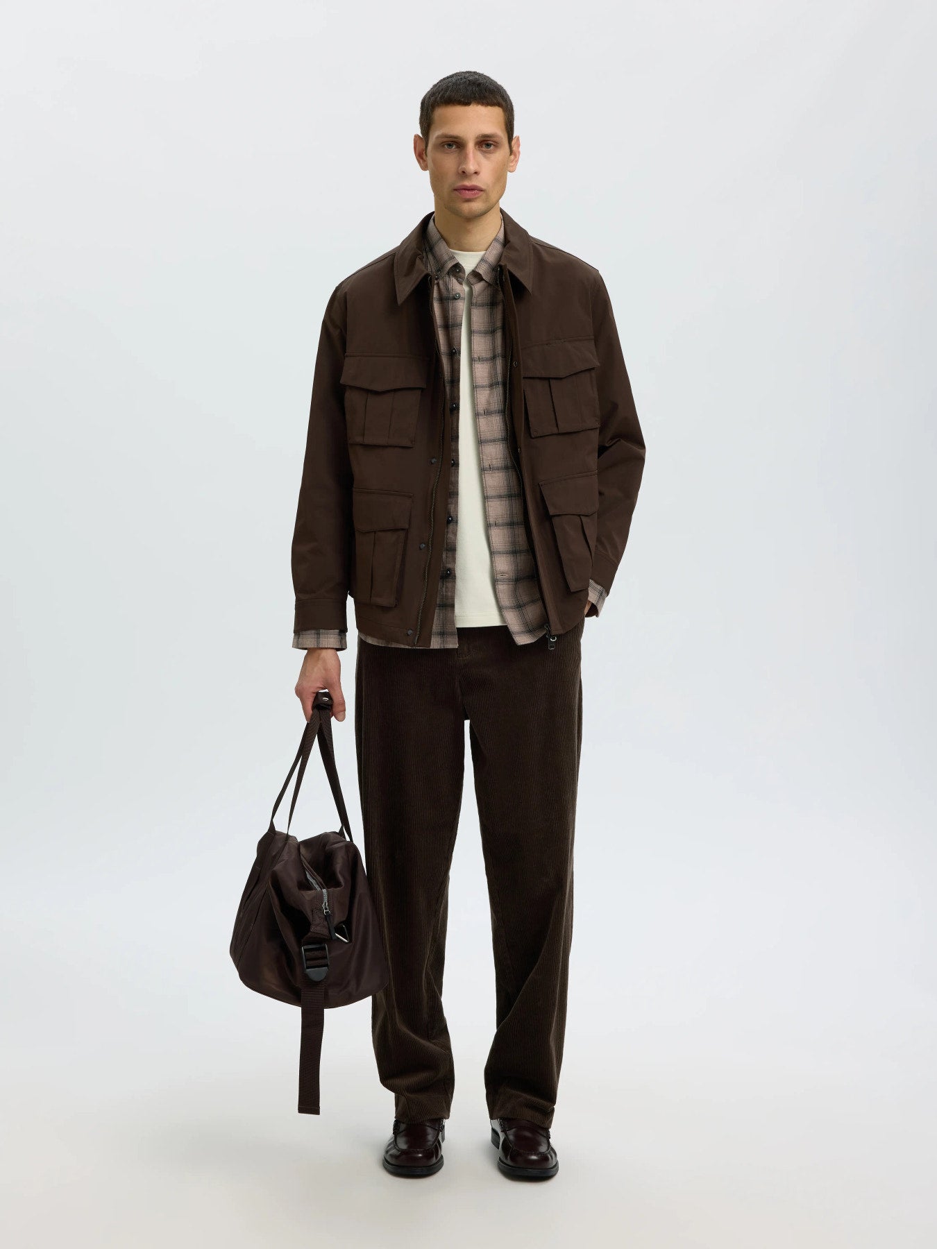 Selected COLE-JAY REG MELANGE LS SHIRT - Cornstalk Black