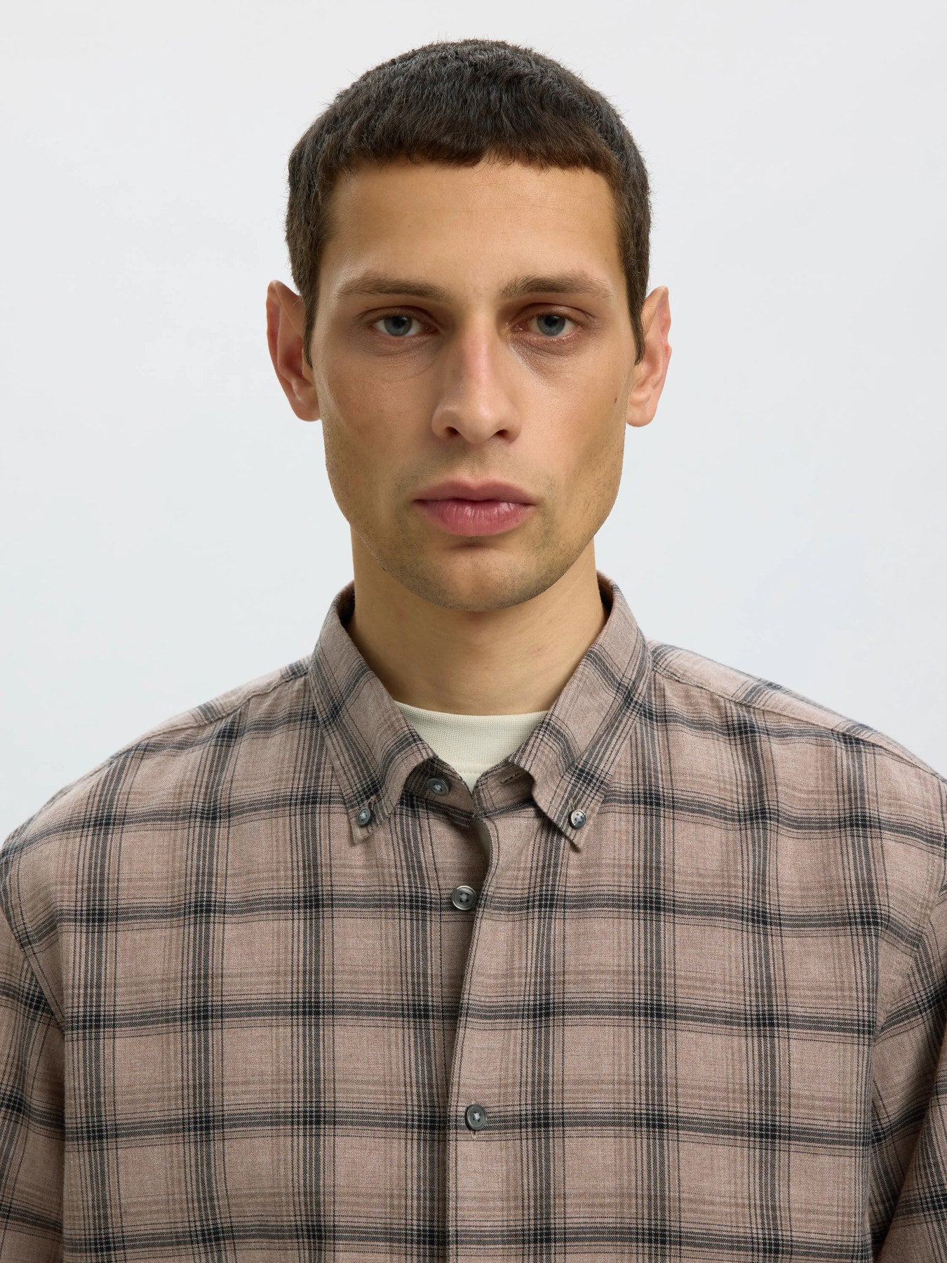 Selected COLE-JAY REG MELANGE LS SHIRT - Cornstalk Black