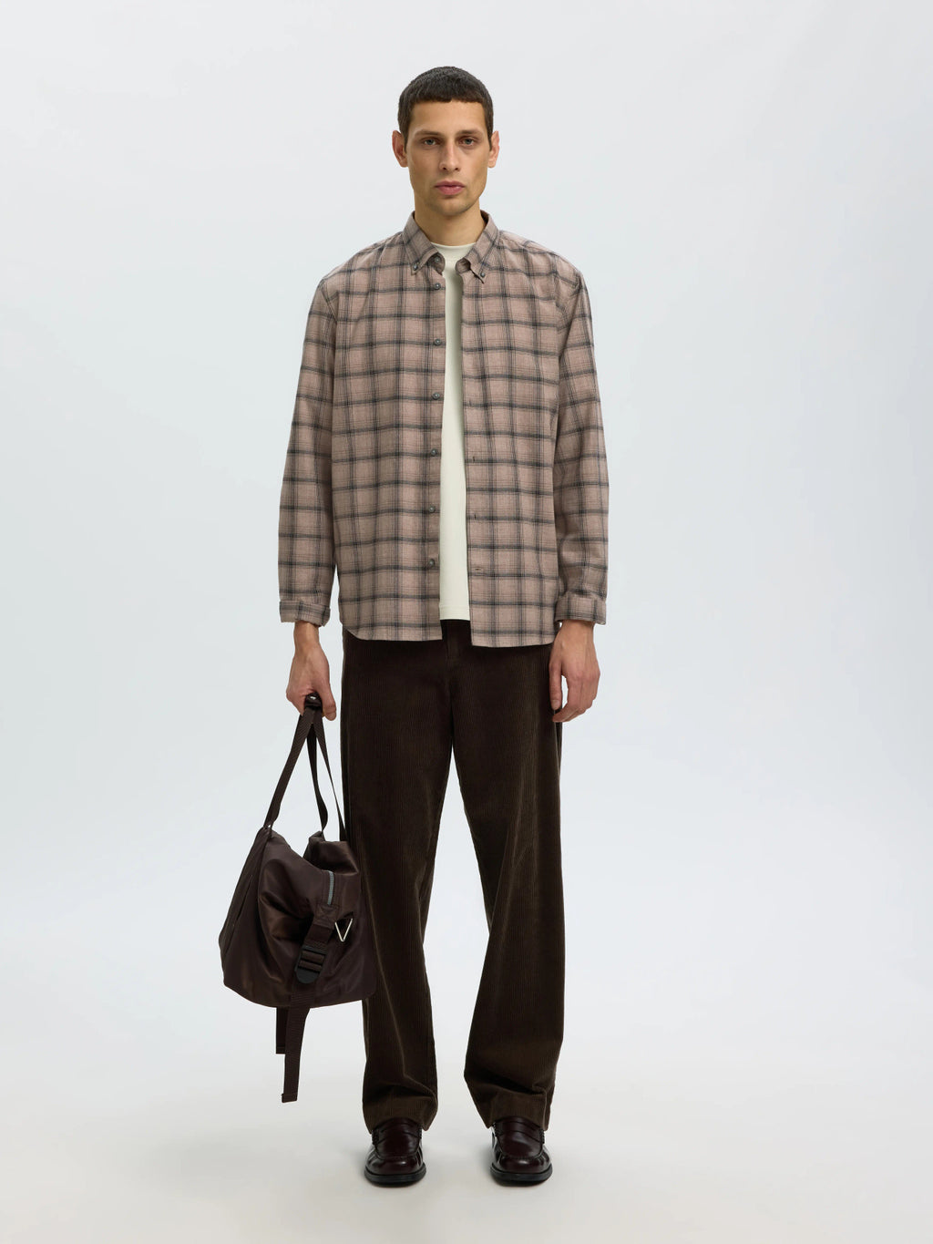 Selected COLE-JAY REG MELANGE LS SHIRT - Cornstalk Black