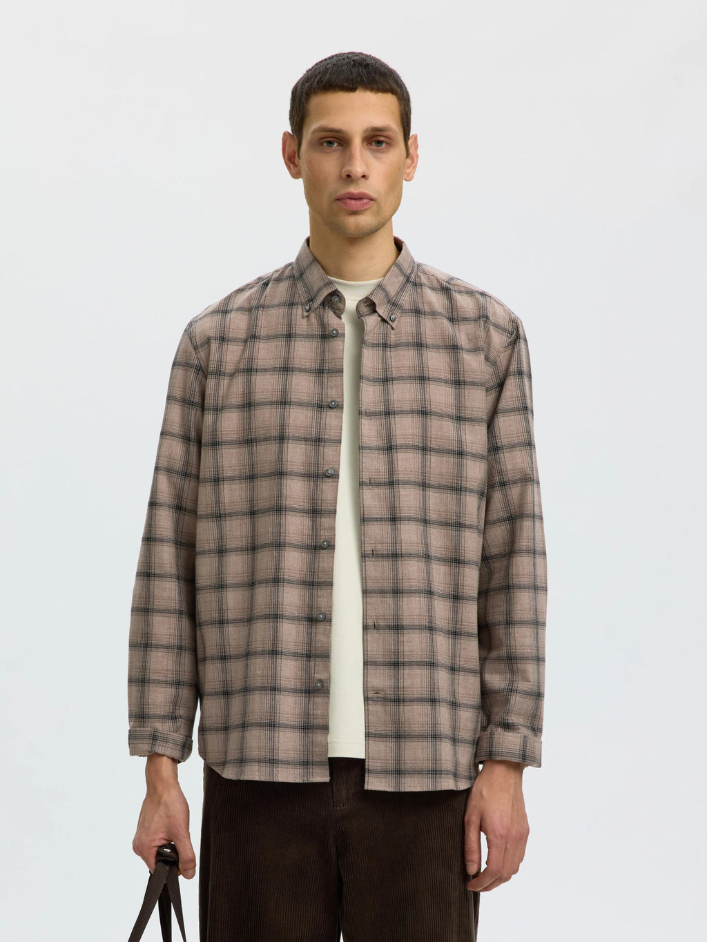 Selected COLE-JAY REG MELANGE LS SHIRT - Cornstalk Black