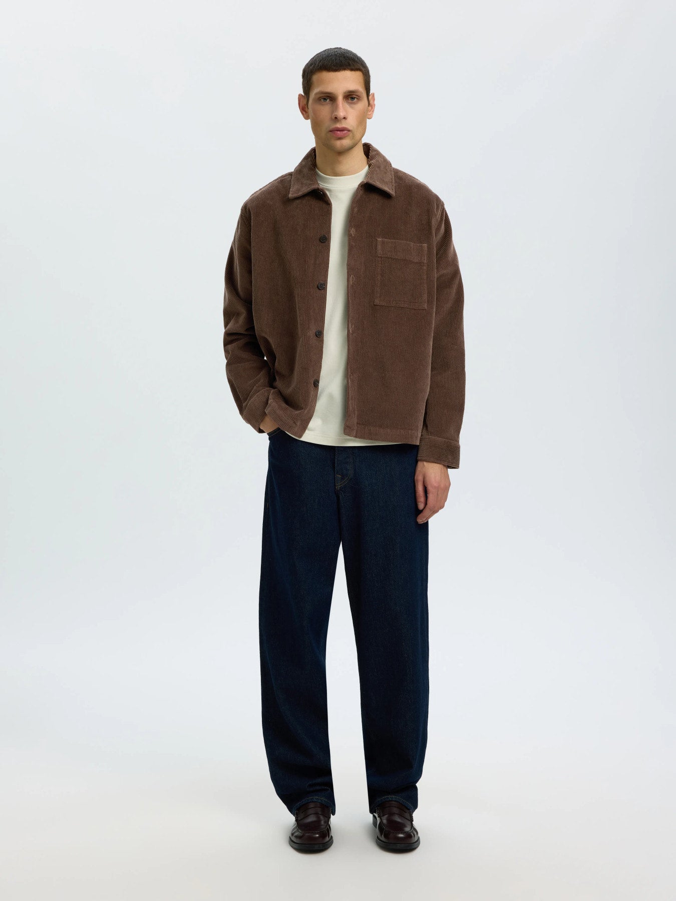 Selected OTTO-KRIS CORD OVERSHIRT - Chocolate Chip
