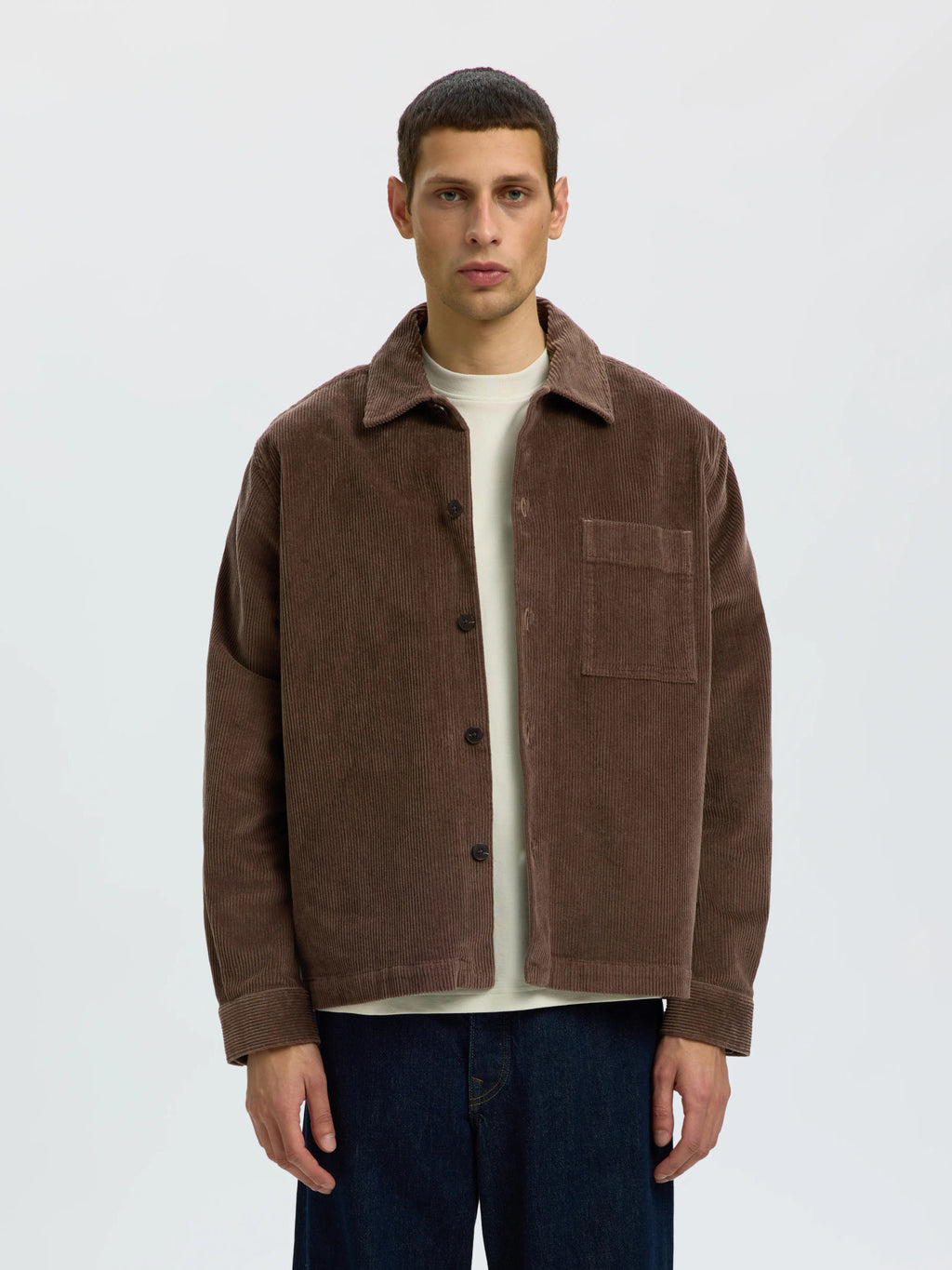 Selected OTTO-KRIS CORD OVERSHIRT - Chocolate Chip