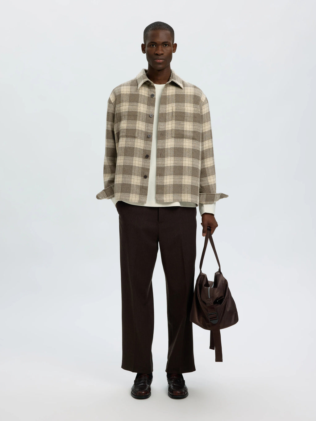 Selected OLE-PABLO WOOL BLEND OVERSHIRT - Oatmeal Walnut